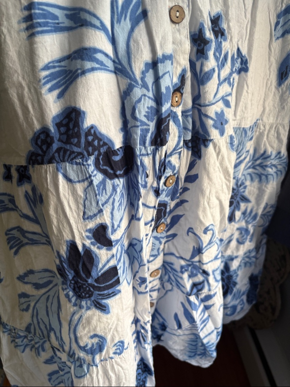 Mlle Gabrielle Blue & White Floral Tiered Midi Dress - Picture 14 of 14